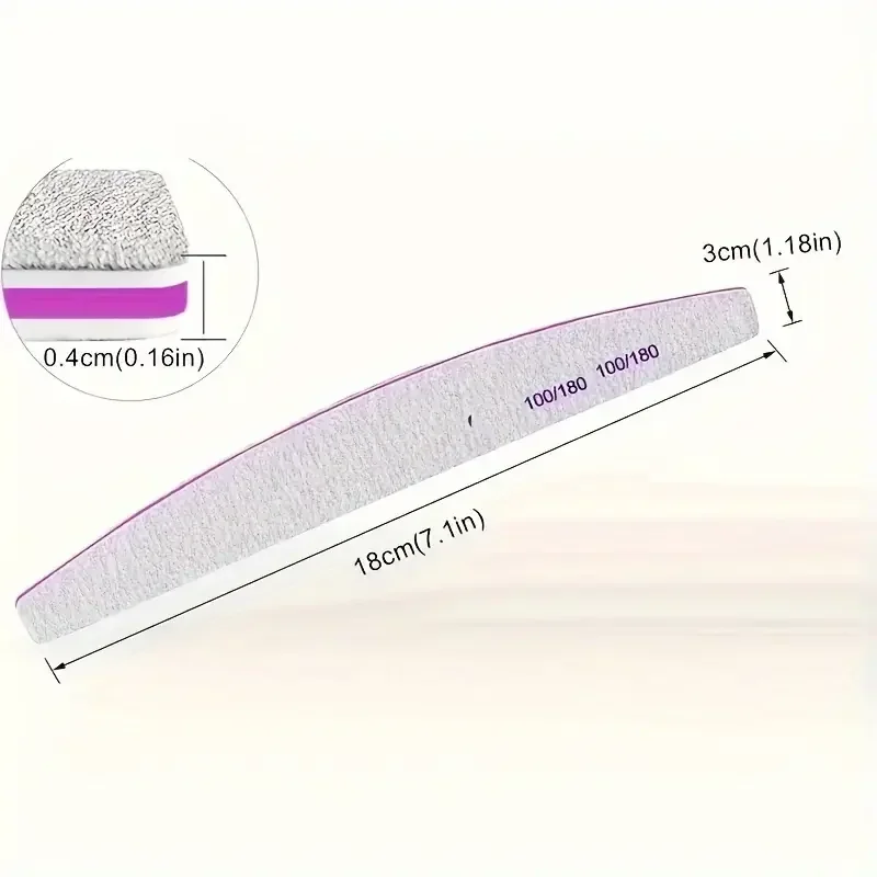 Limes à ongles Double face, grains 100/180, lavables, pour Gel acrylique et ongles naturels, outils de Salon de coiffure, 10 pièces