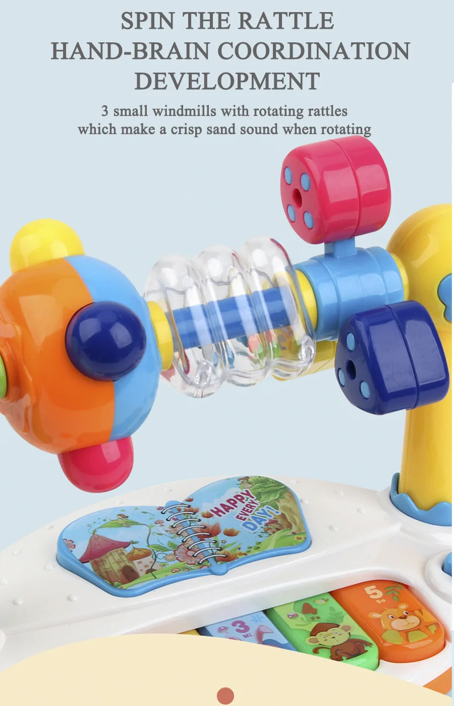 Jouets pour bébé, Piano musical rotatif avec son léger, jouets éducatifs de 1 2 3 ans, clavier sonore d'animaux, jeu de noël pour enfants