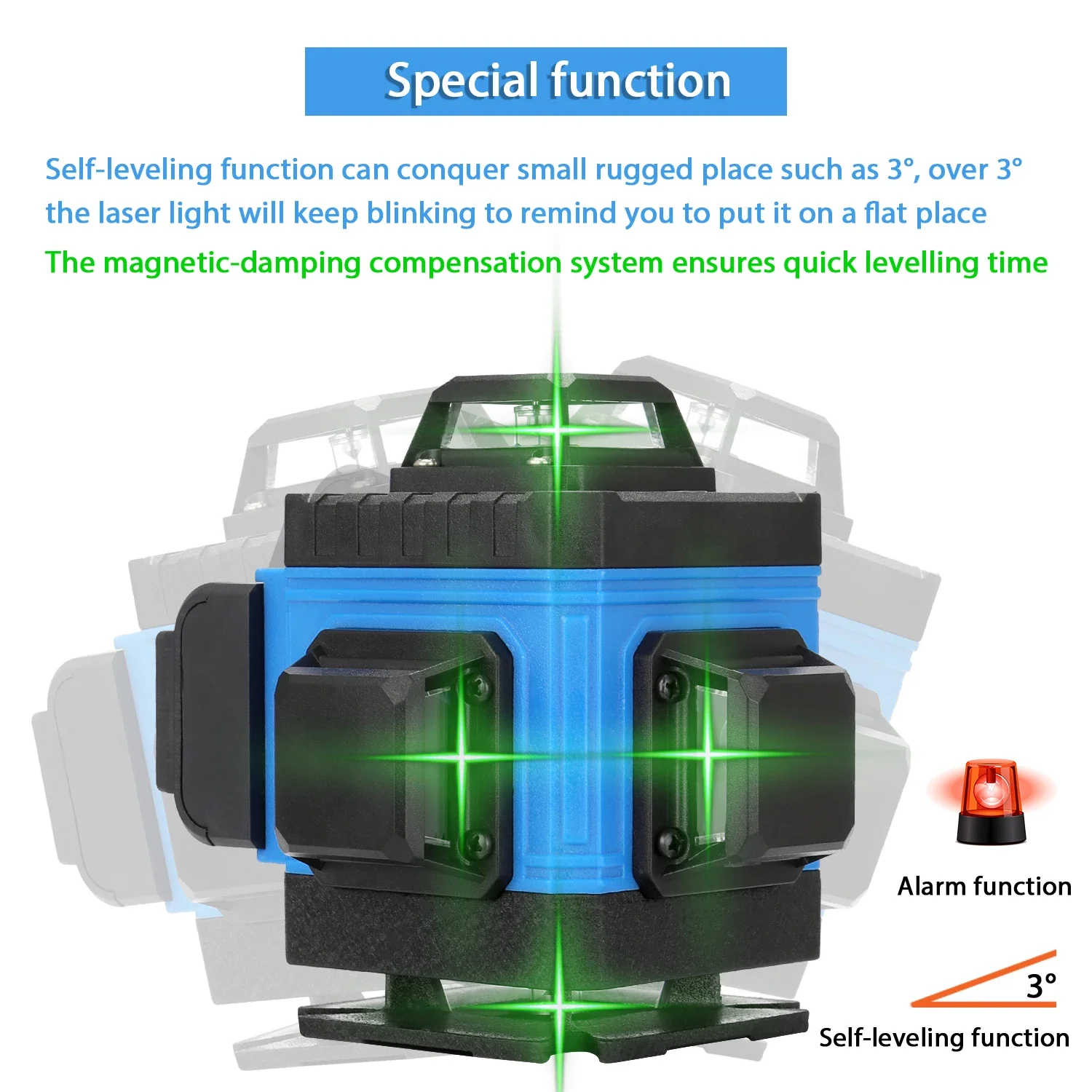 Niveau Laser 4D 16 lignes vert auto-nivelant 360 lignes transversales horizontales verticales,