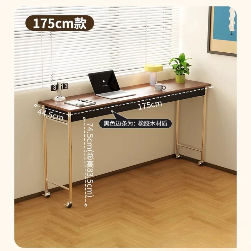 Medieval solid wood bed computer table end table mobile long workbench