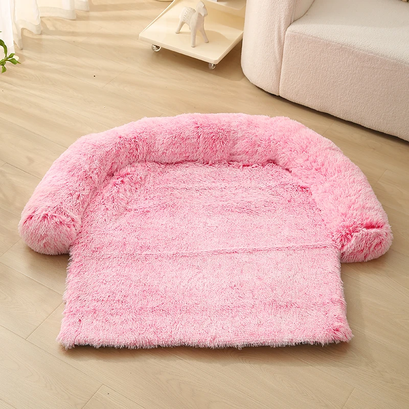 

2024 newest Hygroscopic Pet sofa mat dog bed long plush winter warmth cat nest cat mat detachable and washable dog mat