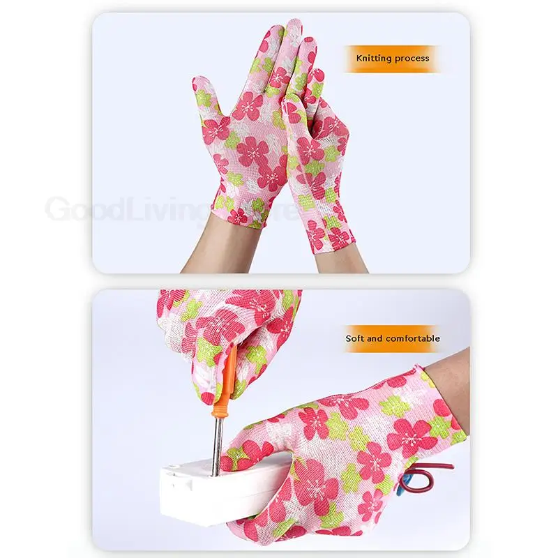 Breathable Garden Gloves Printed High Eastic Nylon Work Non-Slip Household Labor Protection Gloves For Mechanic Construction