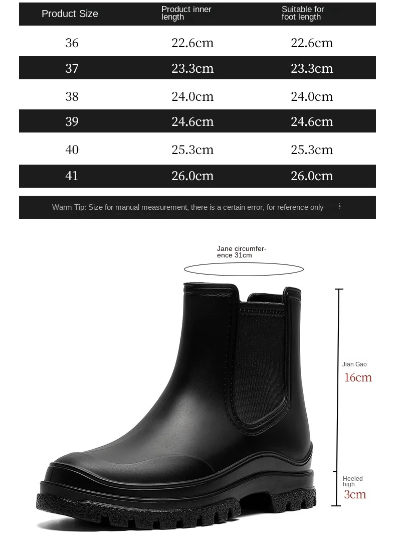 PVC Solid Color Short-tube Rain Boots Women\'s Non-slip Water Shoes Fashion Martin Boots Waterproof Overshoes Rain Boots