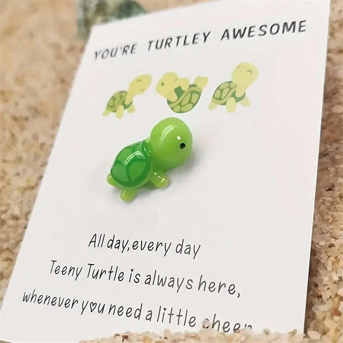 Handmade Emotional Support,You'Re Turtley Awesome, Turtle Motivational Gift, Cute Mini Green Turtle Decoration HY