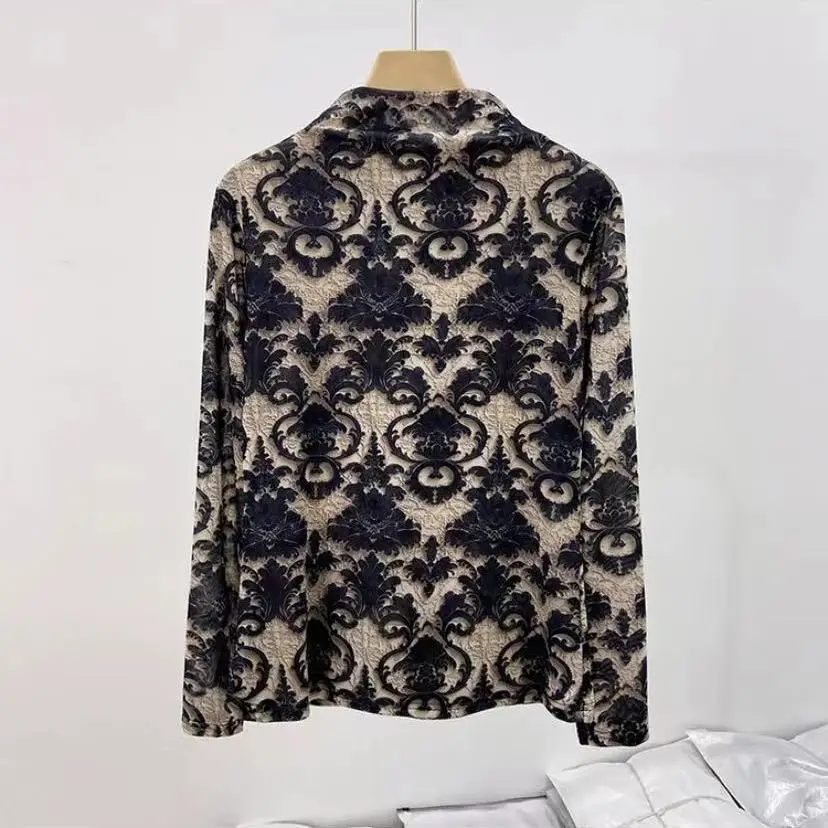 قميص بتصميم الطبقة الداخلية الحرارية العصرية في الخريف والشتاء قميص جديد على الوجهين من المخمل الألماني متوسط الرقبة #4