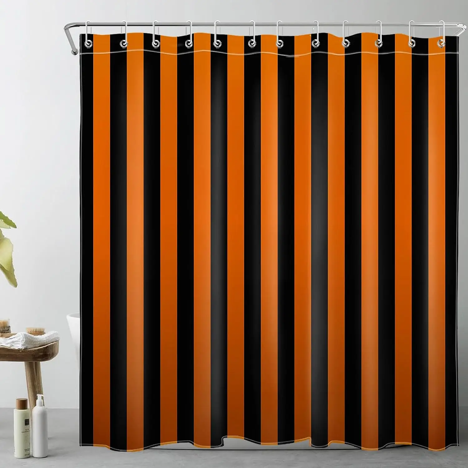 Black and Purple Striped Shower Curtain Modern Abstract Minimalist Art Vertical Stripe Vintage Bathroom Curtain Decor with Hooks