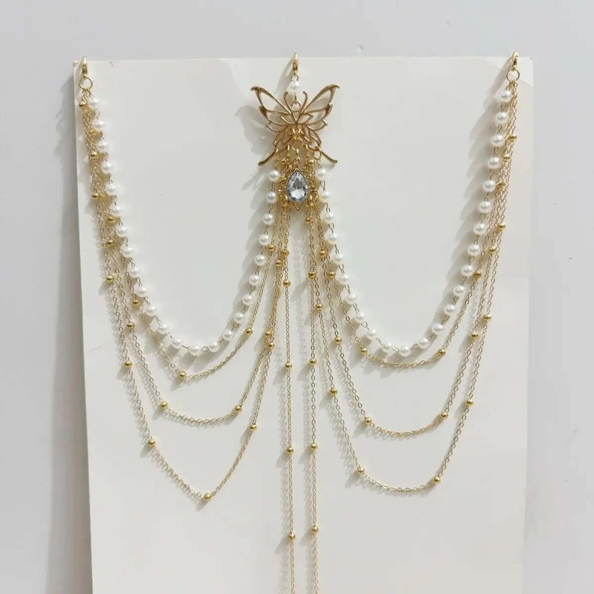 Original Vintage Hanfu Waist Chain Chest Pendant Pearl Tassel Exotic Retro Ornament Accessories