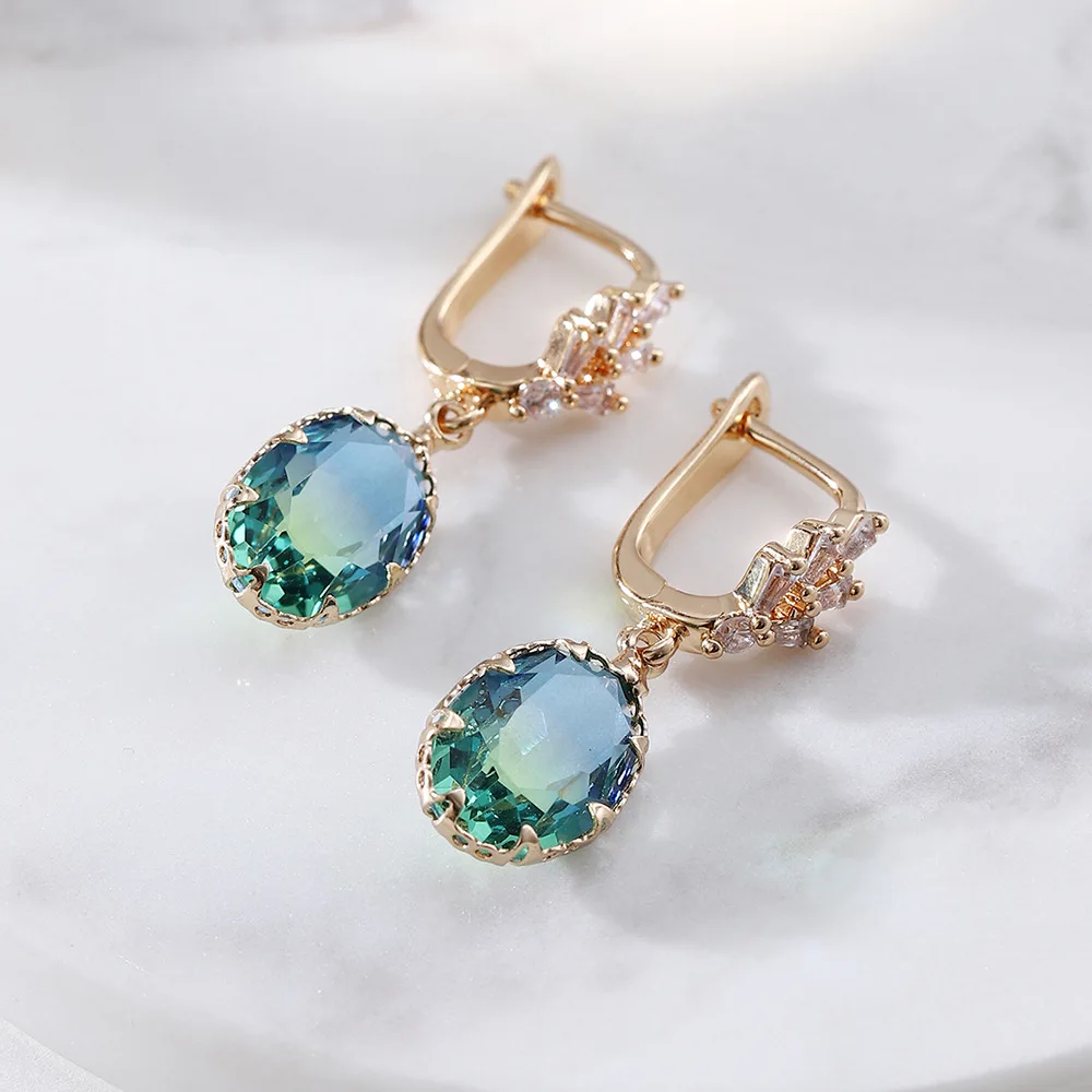 2026 New Sparkling Oval Zircon Fresh and Translucent Earrings with Trendy and Personalized Design, Jewelry and Accessories