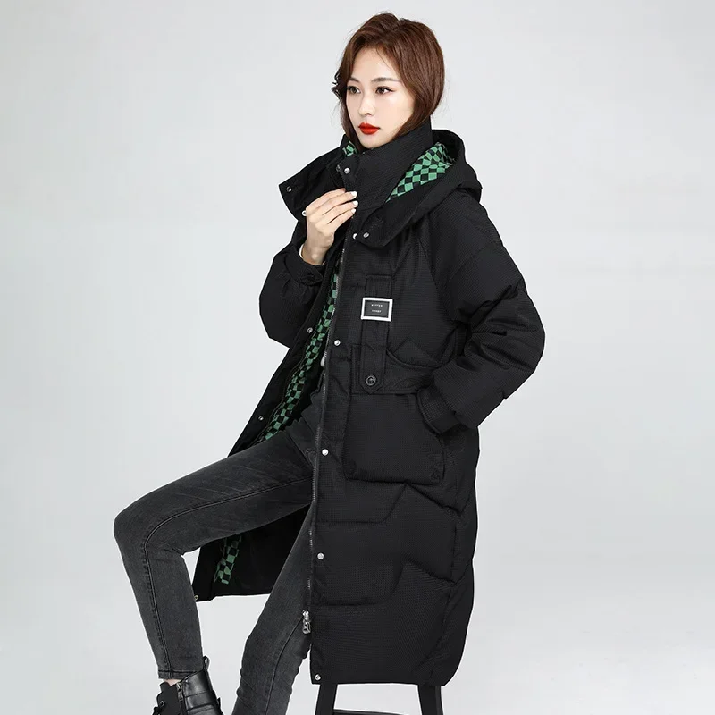 

2023 New Autumn Winter Down Cotton Korean Parkas Women's Long Hooded Warm Thick Women's Winter Coats Jacket Parkas Women