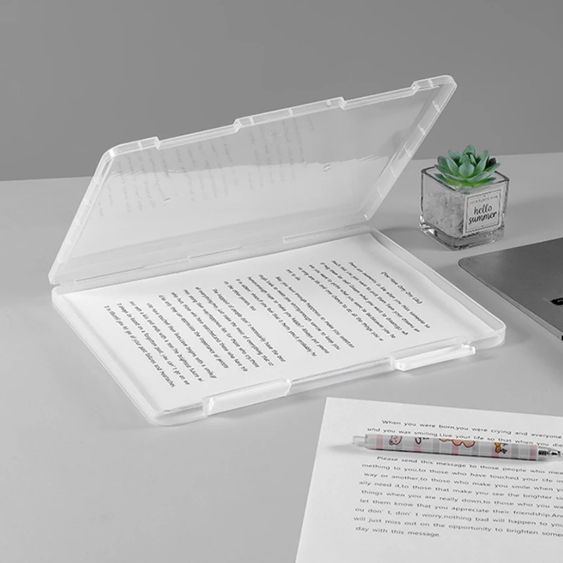 1pc Multi-layer Portable File Box, Portable Transparent File Box, A4 Plastic PP File Box , Waterproof Contract Storage Box ﻿