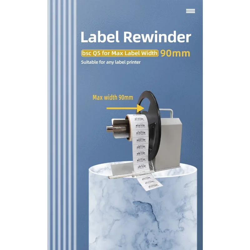 Fast Delivery 90mm Label Rewinding Machine Q5 Table Top Rewinding Machine Mini Barcode Label Roll Rewinder