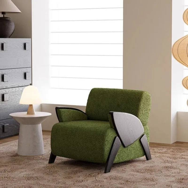 

Medieval style, leisure chair designer living room balcony bedroom household small apartment retro green single chair