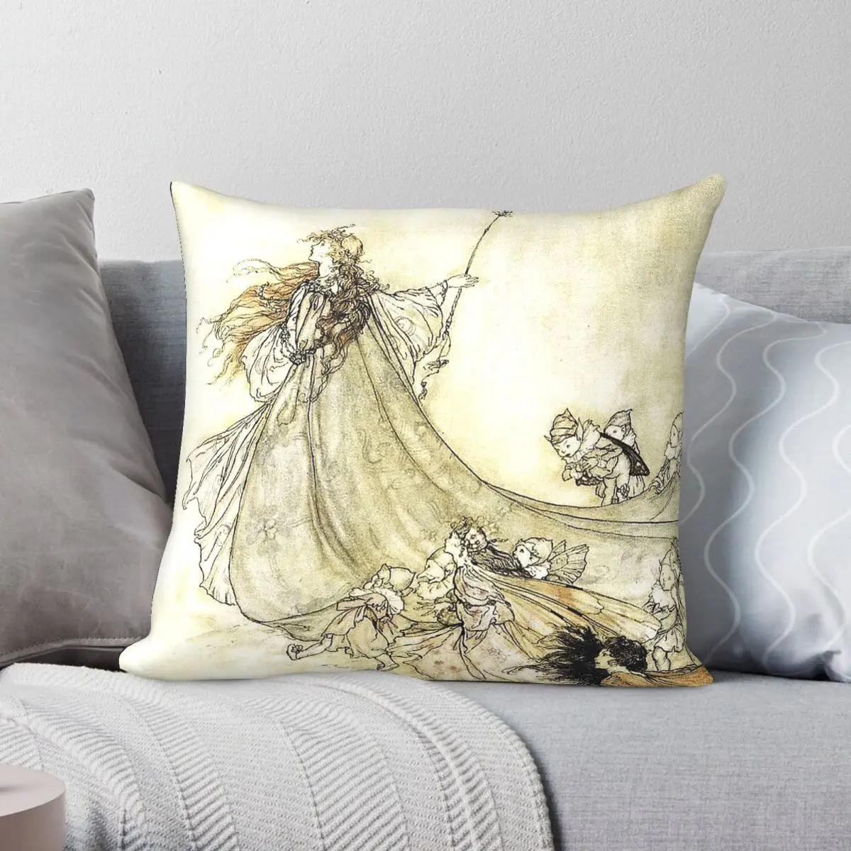 Midsummer Night's Dream Arthur Rackham Pillowcase Polyester Linen Velvet Pattern Zip Decor Pillow Case Home Cushion Cover