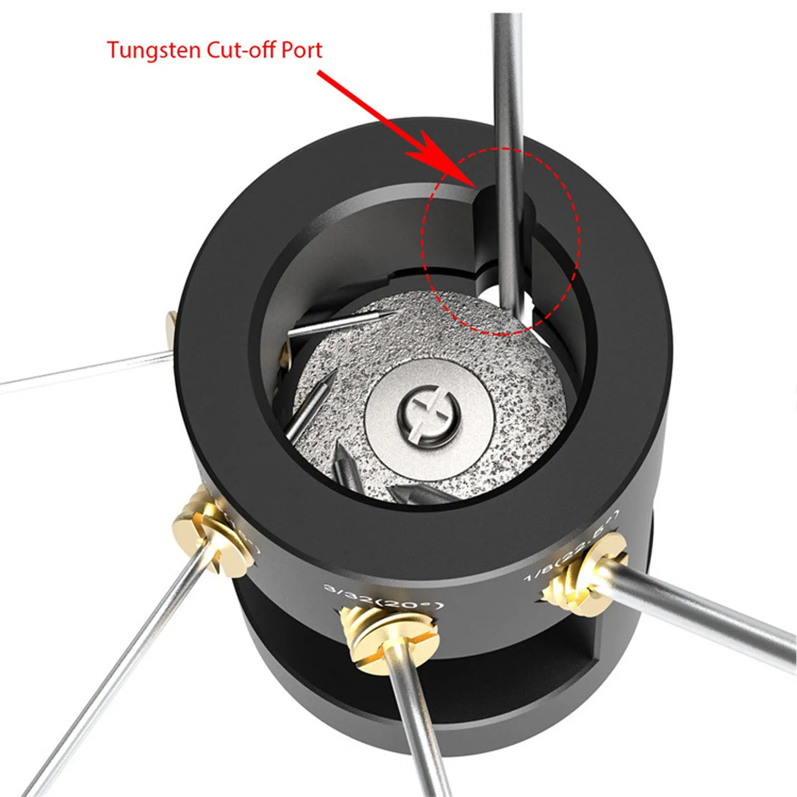 Affilatrice per elettrodi al tungsteno Angoli multipli Smerigliatrice per elettrodi per saldatura TIG Utensile rotante con bielle