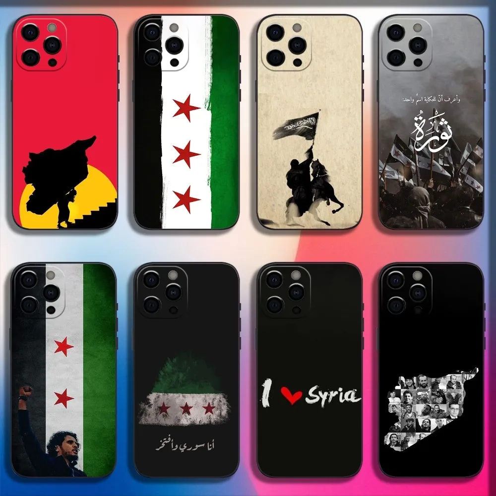 Map S-Syrian Syria Flag Phone Case For iPhone 16,15,14,13,12,11,Pro,X,XS,Max,XR,Plus,Mini Soft Black Cover