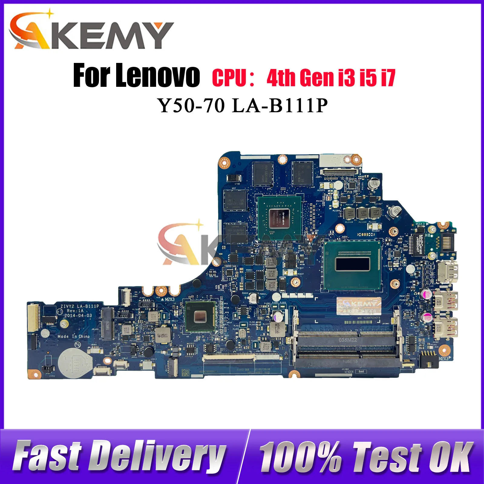 

Материнская плата для ноутбука Lenovo Ideapad Y50-70 LA-B111P с i5 i7 4-го поколения GTX960M 860M 2 ГБ 4 ГБ графического процессора 100% протестировано нормально
