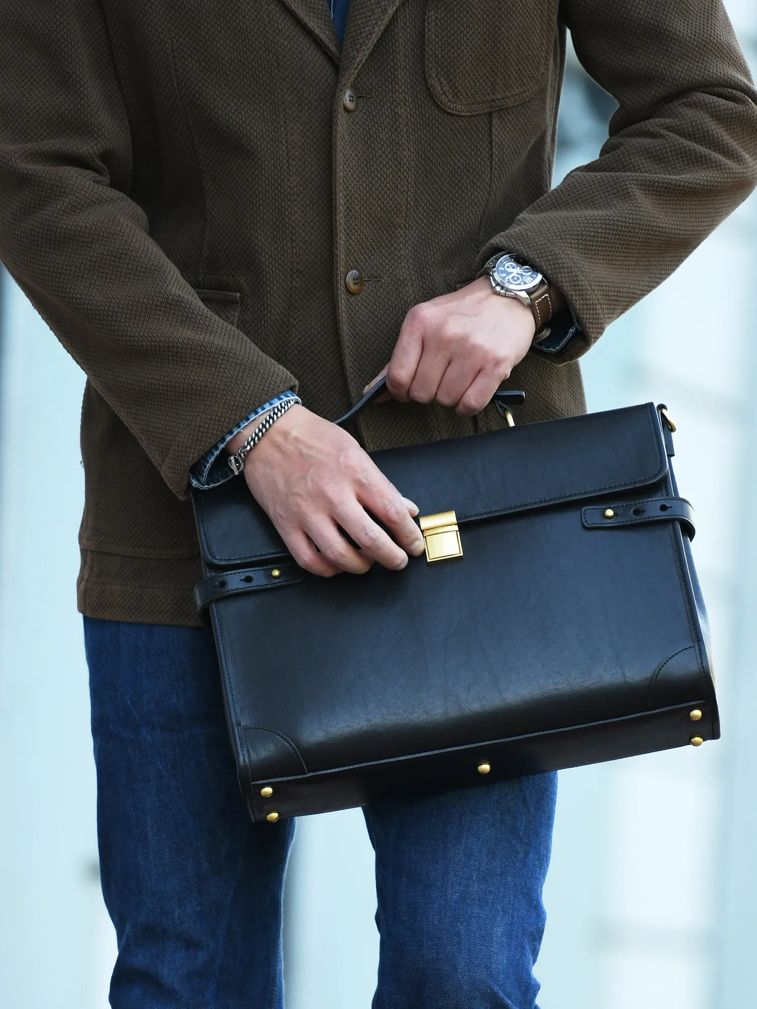 Business casual high-quality genuine leather men's women's briefcase fashion designer handmade cow leather computer handbags
