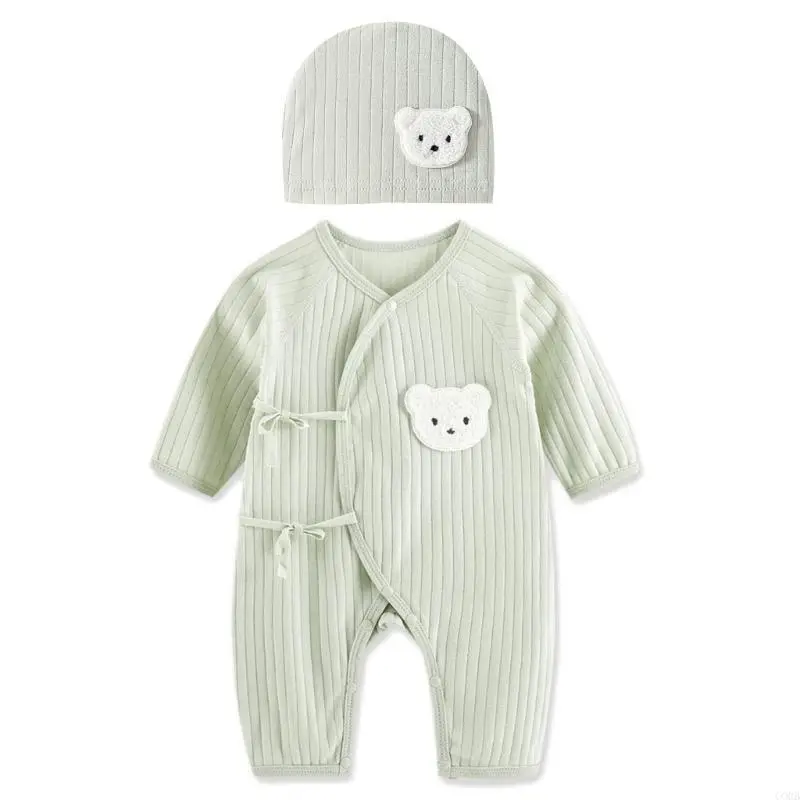CORB Newborns Romper Hat Set Baby Jumpsuit Autumn Outfit Long Sleeves Unisex Bodysuit