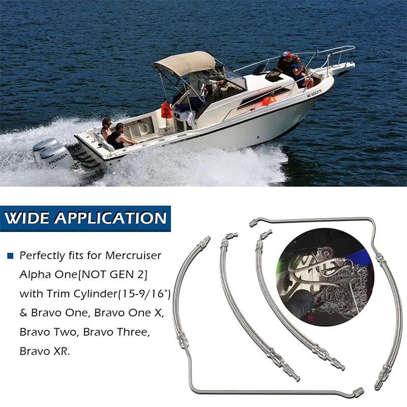 Trim Tilt Hydraulic Ram Cylinder Hose Kit Fit for Mercruiser Alpha One with Trim Cylinder(15-9/16