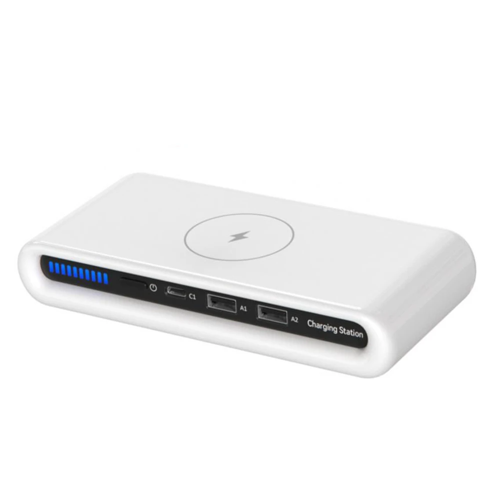 T64C! 15W 4 in 1 Wireless Charger Charging Srtation Multi USB Type C Fast Charger with Ambient Light for IPhone12 13 Samsung