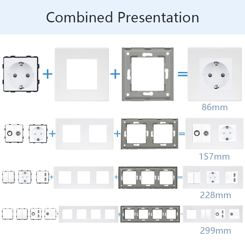 TAWOIA White Plastic Frame EU Wall Plug RJ45 TV SAT HDMI CAT5/6 USB Socket Mechanical Switch Function Parts DIY Free Combination