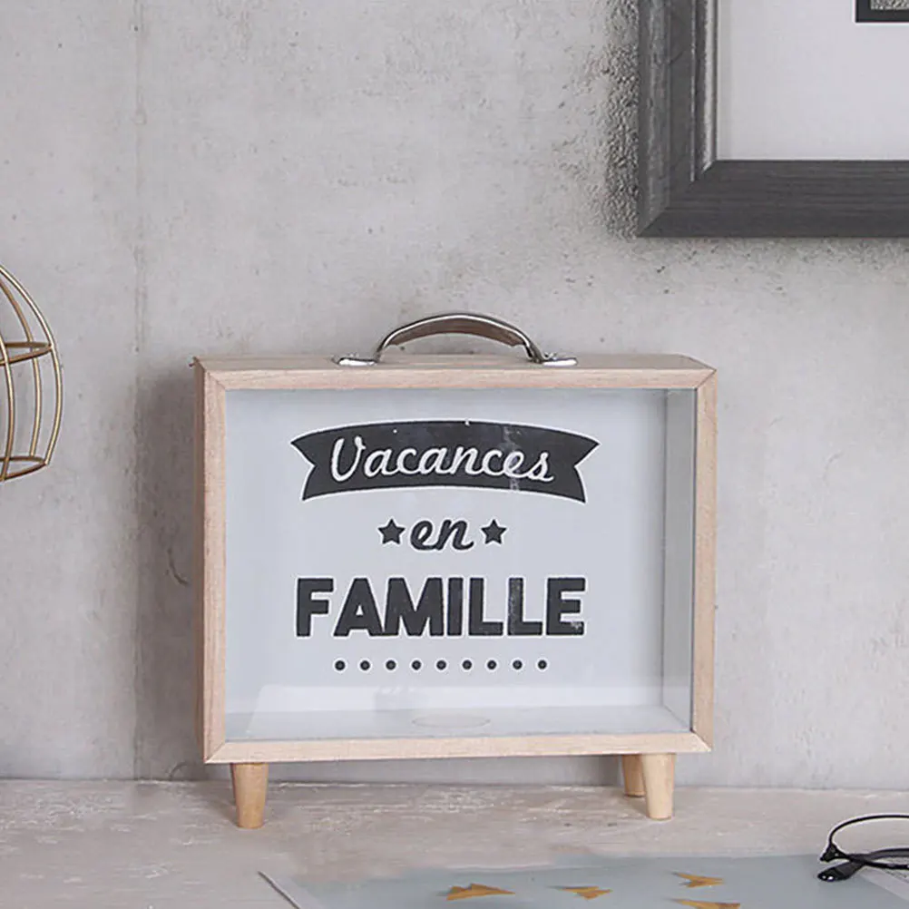 2 قطعة إطار خشبي حصالة على شكل حيوان نافذة شفافة صندوق توفير المال عملة البنك توفير جرة حصالة للأطفال البالغين غرفة نوم مكتب الدراسة #5