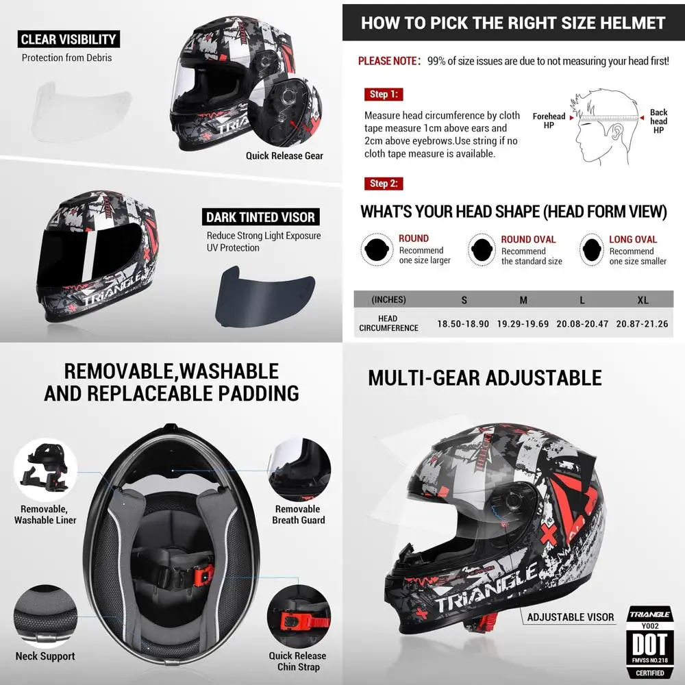 

Youth Full Face Lightweight DOT Approved Motorcycle Helmet with Dual Visors