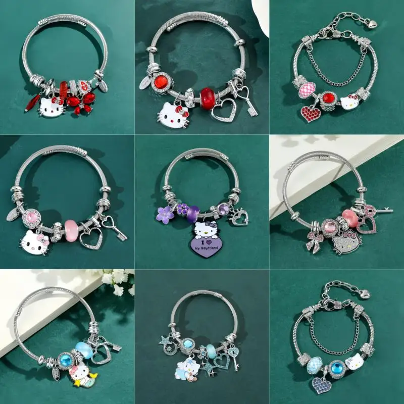 Pulsera Y2K de Hello Kittys, pulsera desmontable de Anime Sanrios para chica, accesorio de joyería para mujer, accesorios de Cosplay para estudiantes, regalo de Festival