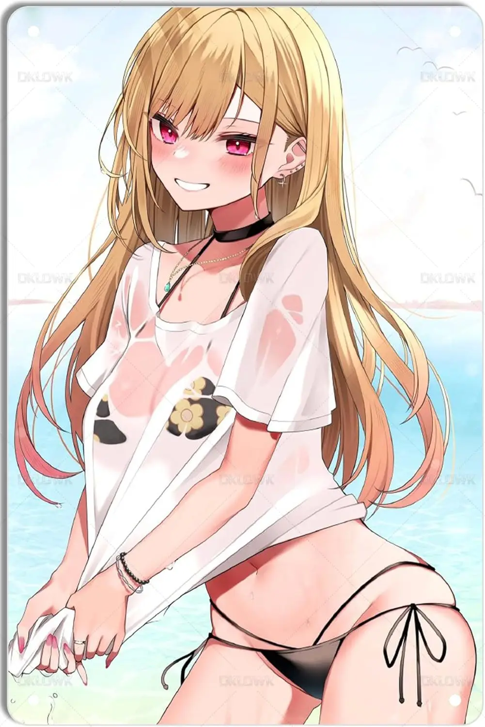 DKLOWK Anime Metal Poster Cool Vaporwave Aesthetics figure poster metal tin sign Hentai Anime Girl Wall Art Decor Tin Sign  sign