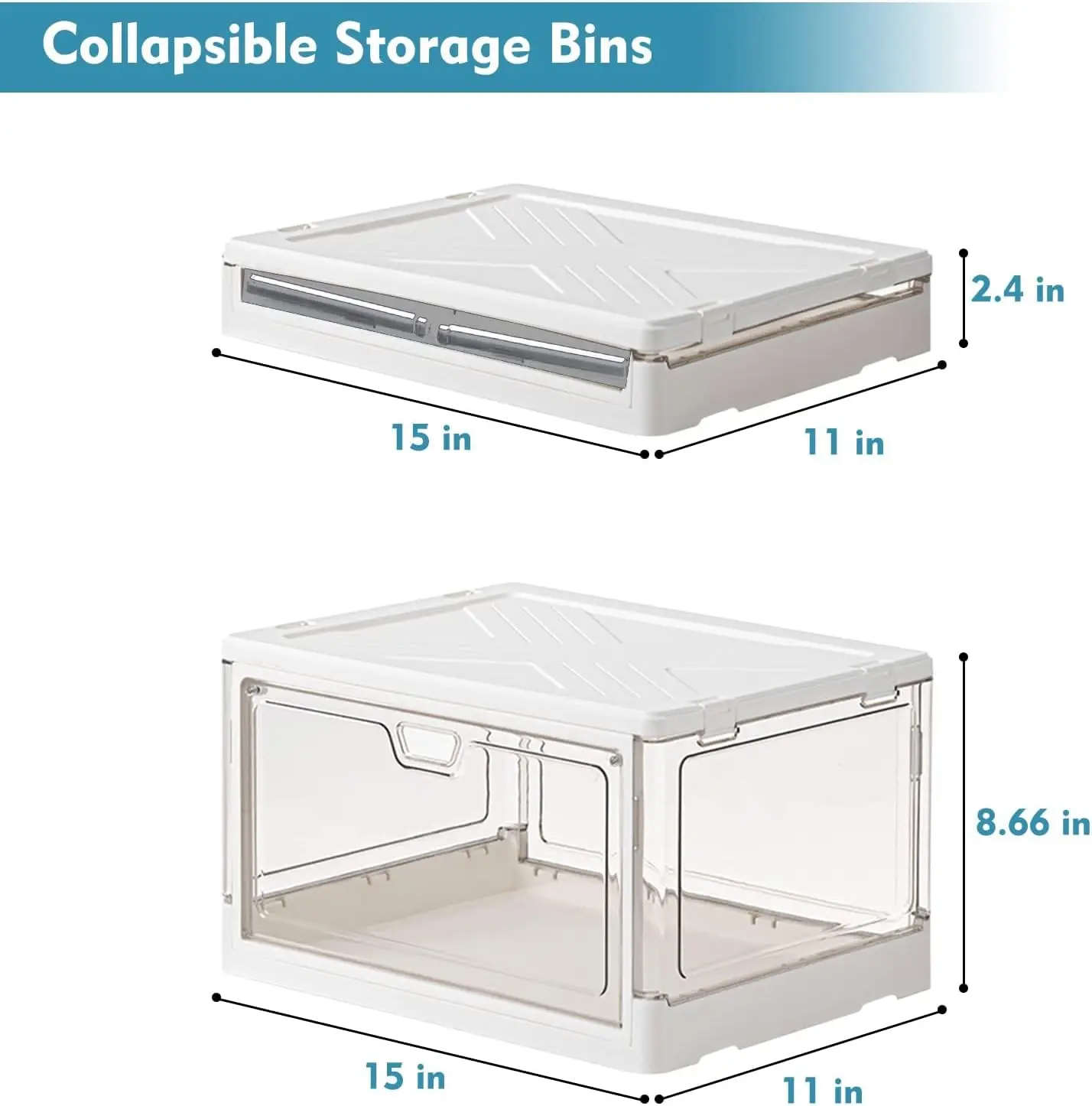 Clear Storage Bin with Lid 3 Pack 【Stackable & Sturdy】Plastic Multifunctional Folding Storage Bins for Bedroom,23 QT Folding Box