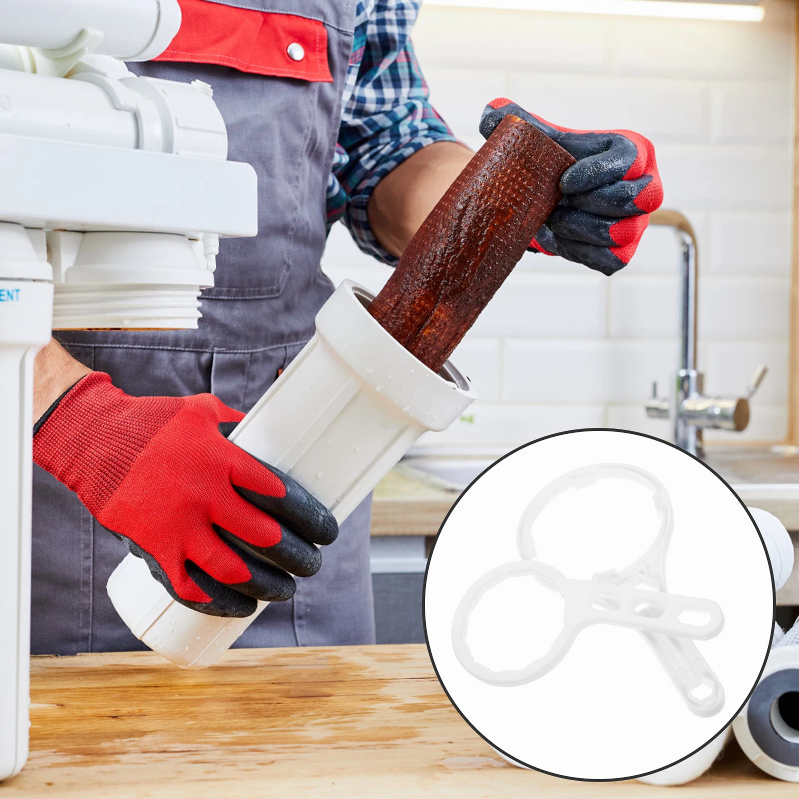

1Set Water Filter Housing Wrench Plastic Filter Spanner Compatible for 1812 Membrane Convenient Durable Tool Housing Wrench