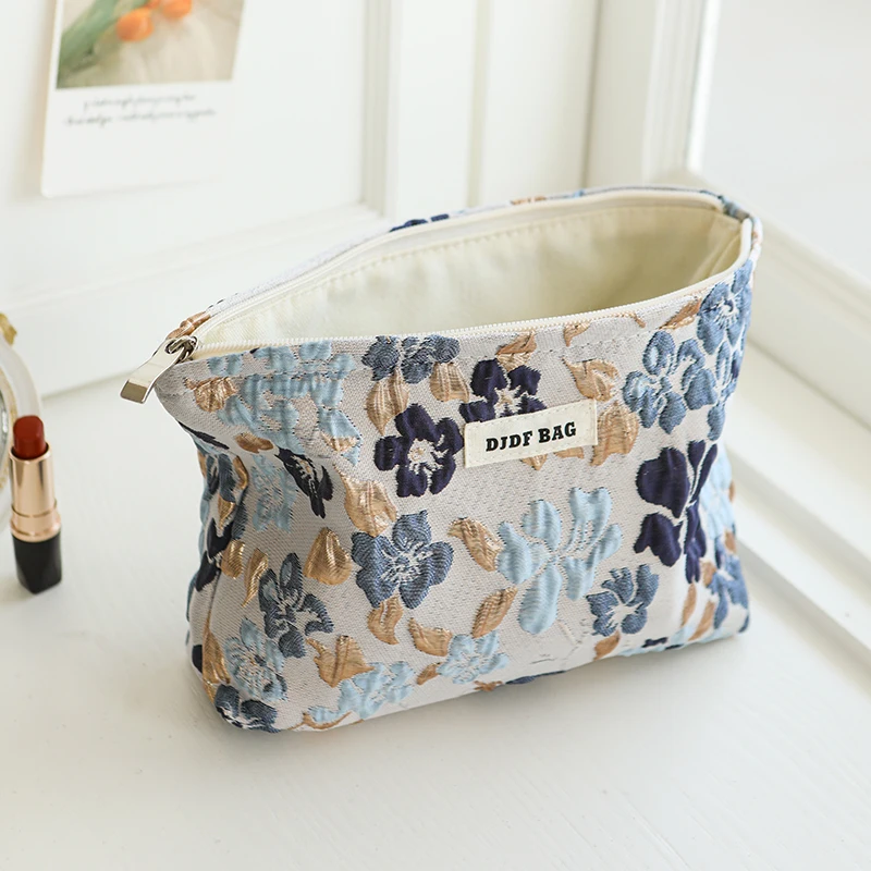 New women\'s cosmetic bag printed double canvas storage bag large capacity travel toiletry bag premium sense commuter bag