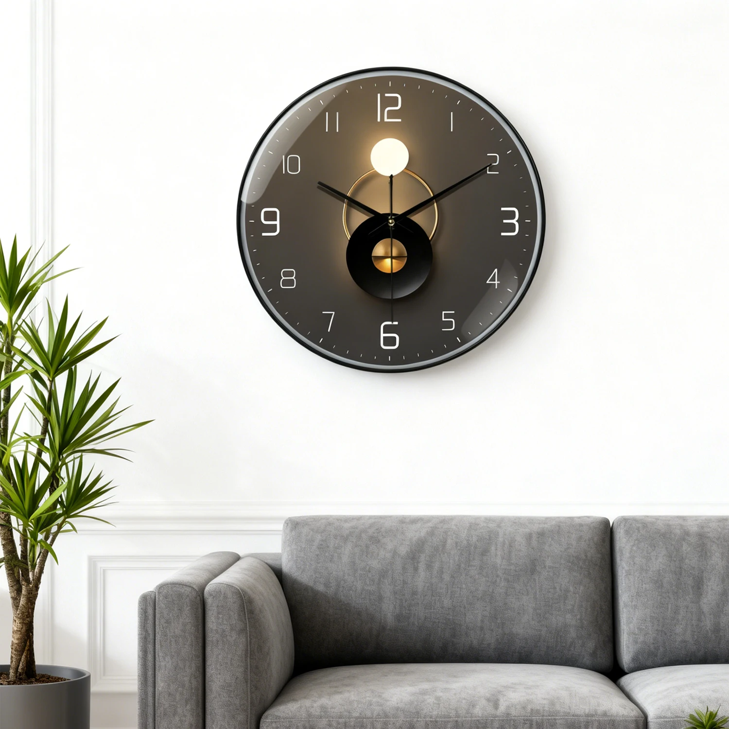

Creative Round Wall Clock Illuminated Accent Modern Artistic Design For Living Room Bedroom Office Decor Loudspeaker Mute Clock