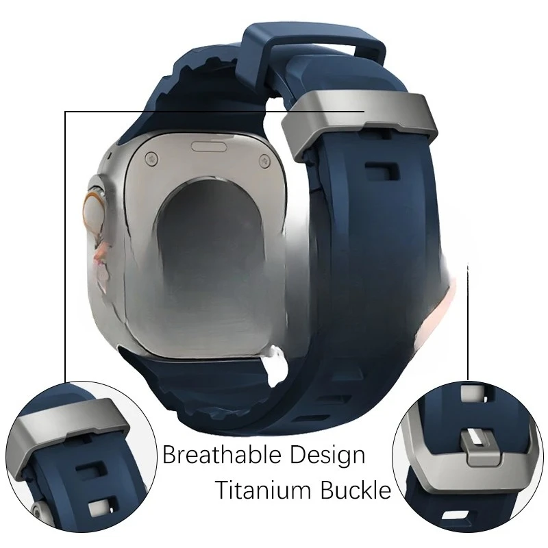 Спортивный силиконовый ремешок для часов 42 мм, 44 мм, 45 мм, 46 мм, 49 мм, титановый металлический браслет, ремешок для iWatch Ultra 2 10 9 8 7 6 SE 5 4