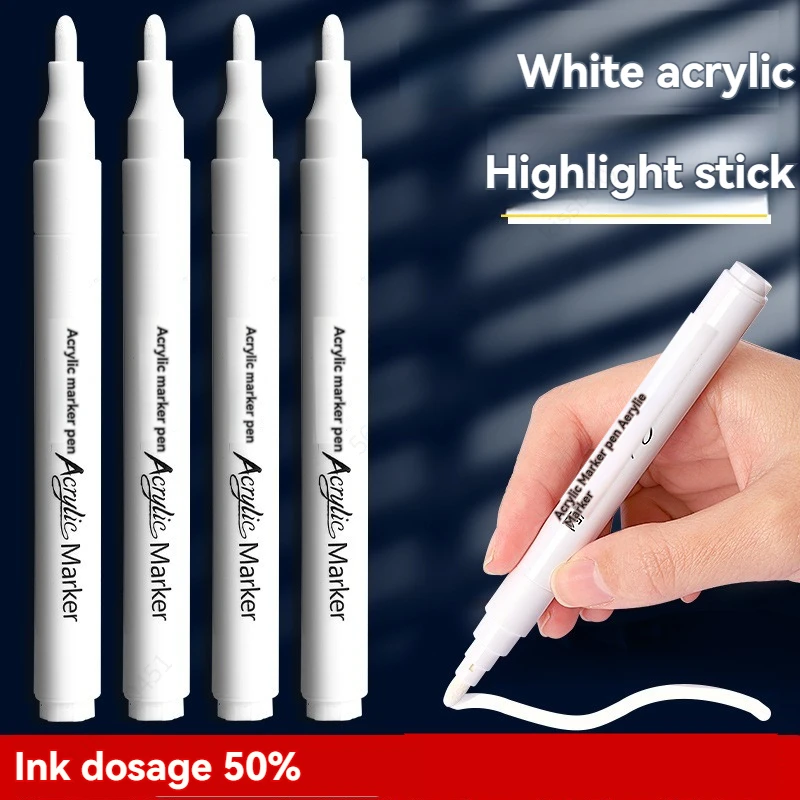 

6 Pcs Student-specific White Acrylic Marker for Sketching, Highlighting, and Oil-based Quick-drying Painting Brush