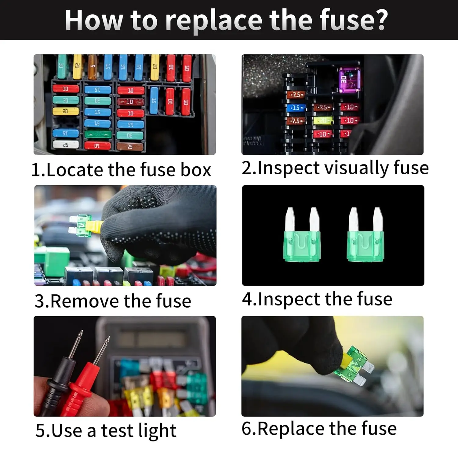 100pcs Car Blade Fuses Assortment Kit, Automotive Replacement Fuses - Low Profile Mini Blade Fuses for Car Boat Truck SUV Auto