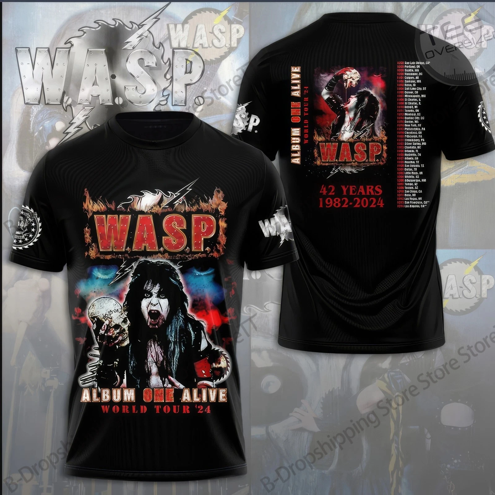 Vintage WASP Band 3D Printed T-shirt For Men Women Fashion Rock Hip Hop Tshirt Oversized Short Sleeve Tops Tees Men Clothing Boy