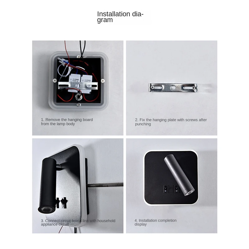 Wall Light Wall Light Backlight USB Charging 330 Degree Rotation Adjustable Wall Lamp Bedside Study Reading Sconce Lamp White