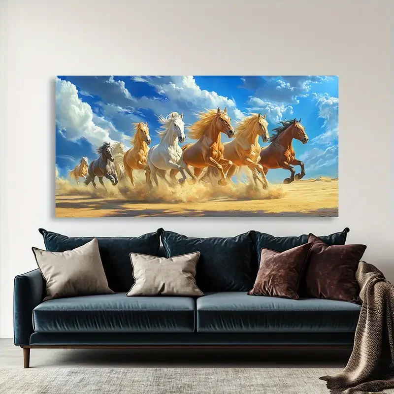 Frameless horse galloping art decorative painting poster, suitable for home decoration, office, room decoration, frameless