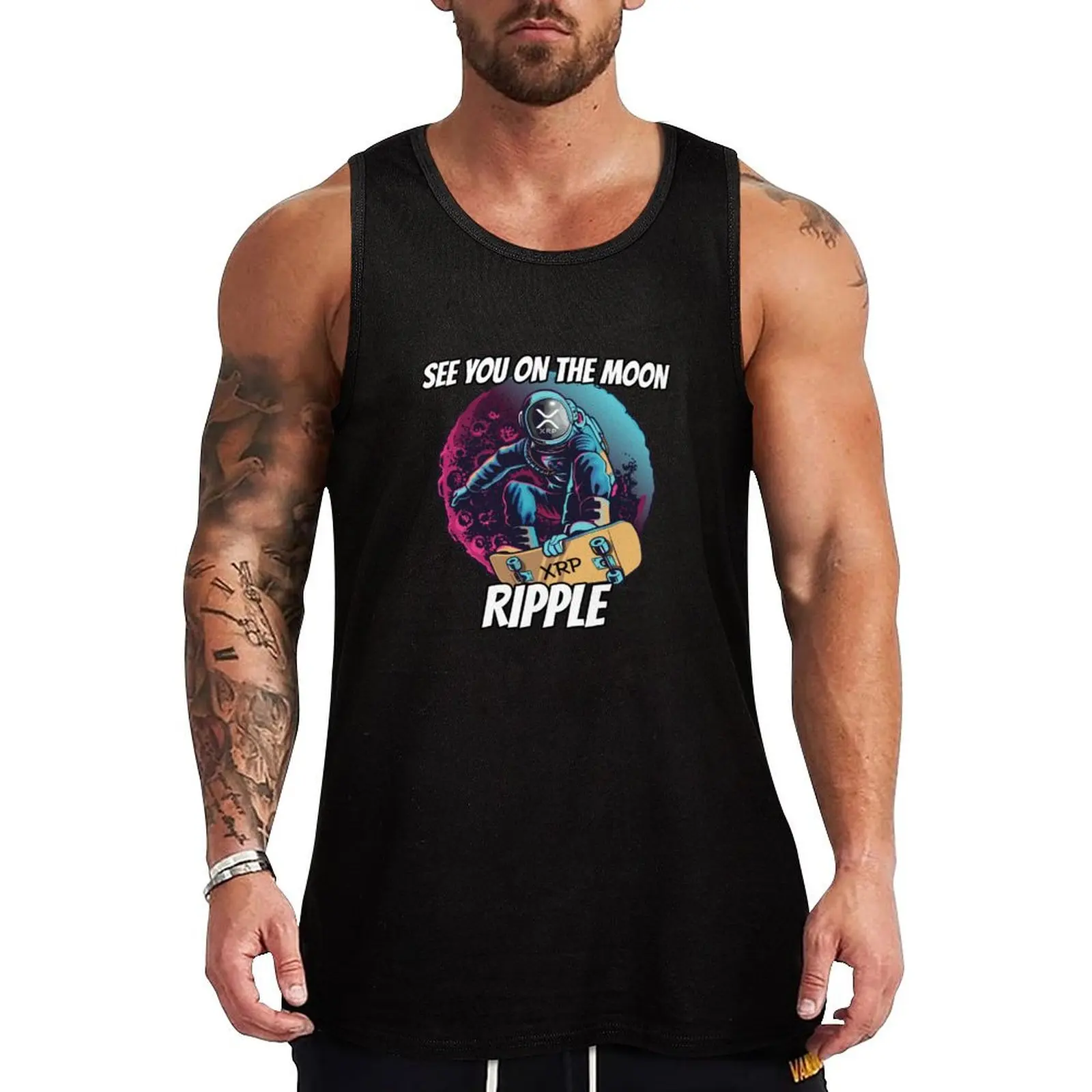 

See You on the Moon Ripple XRP Cryptocurrency Tank Top Athletic Muscle Tank Top Workout Sleeveless Training