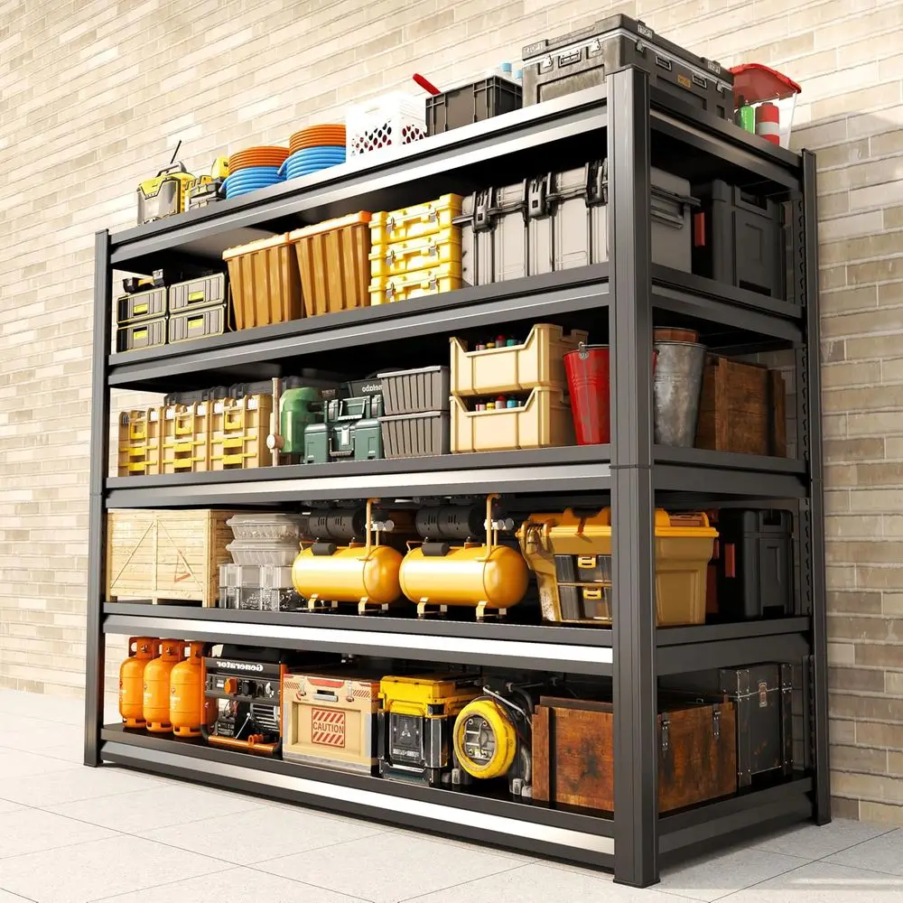 

5-Tier Adjustable Metal Garage Shelving, 3000lbs Capacity, 40 Wide, Black, for Storage and Organization