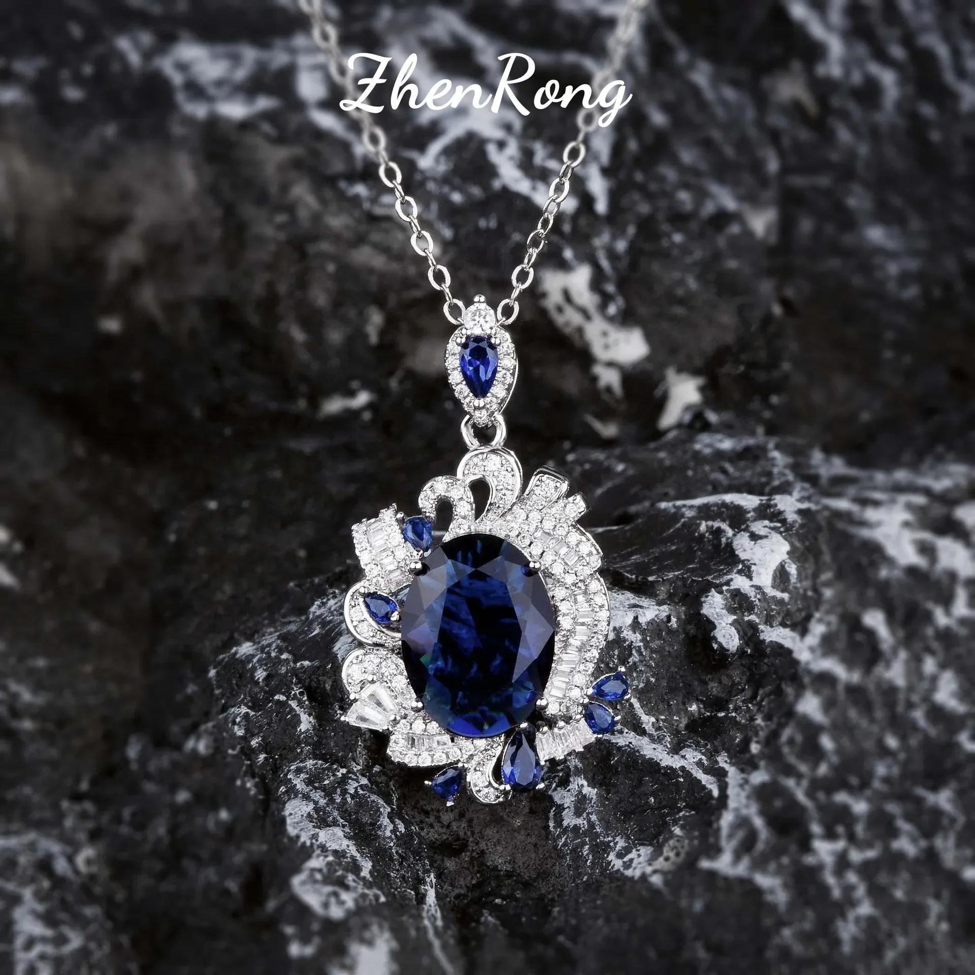 Exquisite Luxury Sterling 925 Silver Tansang Stone Treasure Sapphire Necklace Ring Earring for Women Dainty Wedding Jewelry Sets