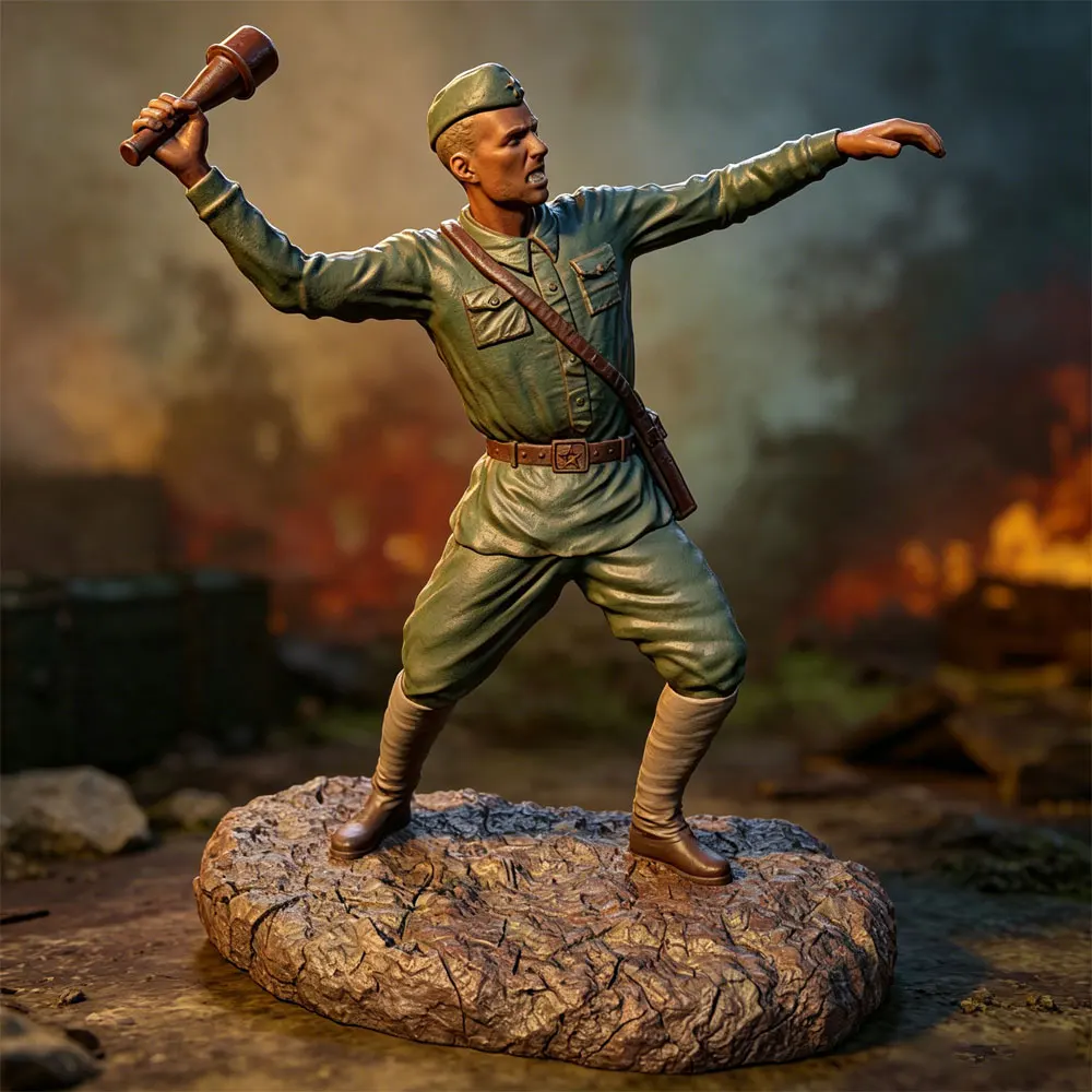75mm 1/24/12/6 Desk ornament，Soldier Resin Model Set GK Mini 3D Printed Grey Model Statue, High-Precision Resin Model, Uncolored