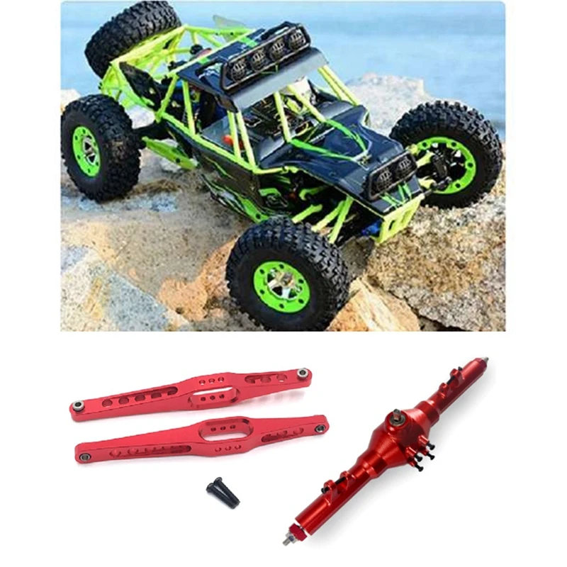 Aluminum Alloy Complete Rear Axle Differential&Rear Axle Support For Wltoys 12428 12423 12427 Feiyue FY03 1/12 RC Car