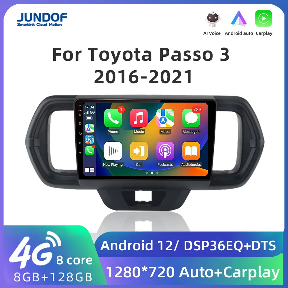 

AI Voice Wireless CarPlay Android Auto Radio For Toyota Passo III 3 2016-2021 4G Car Multimedia GPS 2din Autoradio QLED IPS RDS