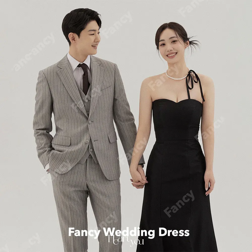 

Fancy Simple Black A Line Korea Evening DressesSweetheart Floor length Wedding Photoshoot Party Dress Plus Size