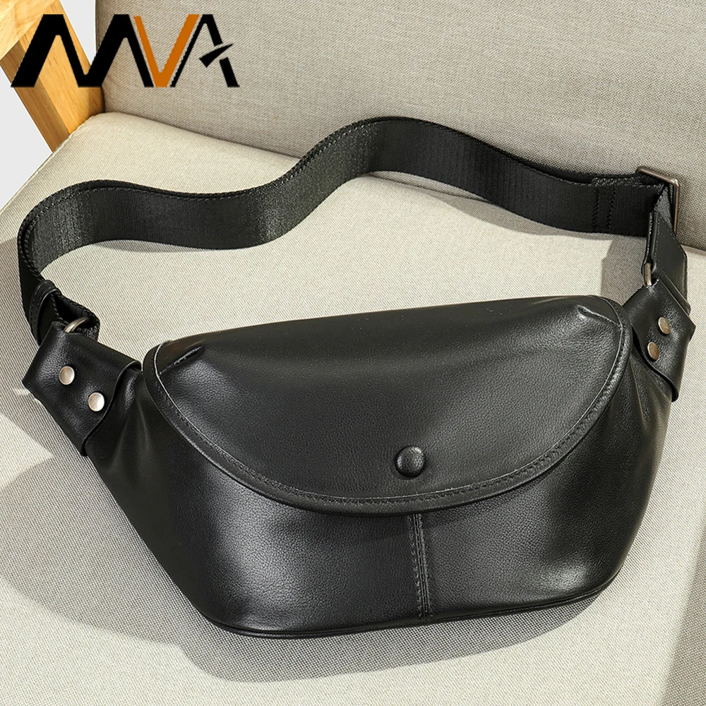 MVA 100% Genuine Leather Waist Bag For Men Belt Bag Fanny Pack Male Waist Pack Travel Leather Men\'s Waist Bag For Phone New 9147