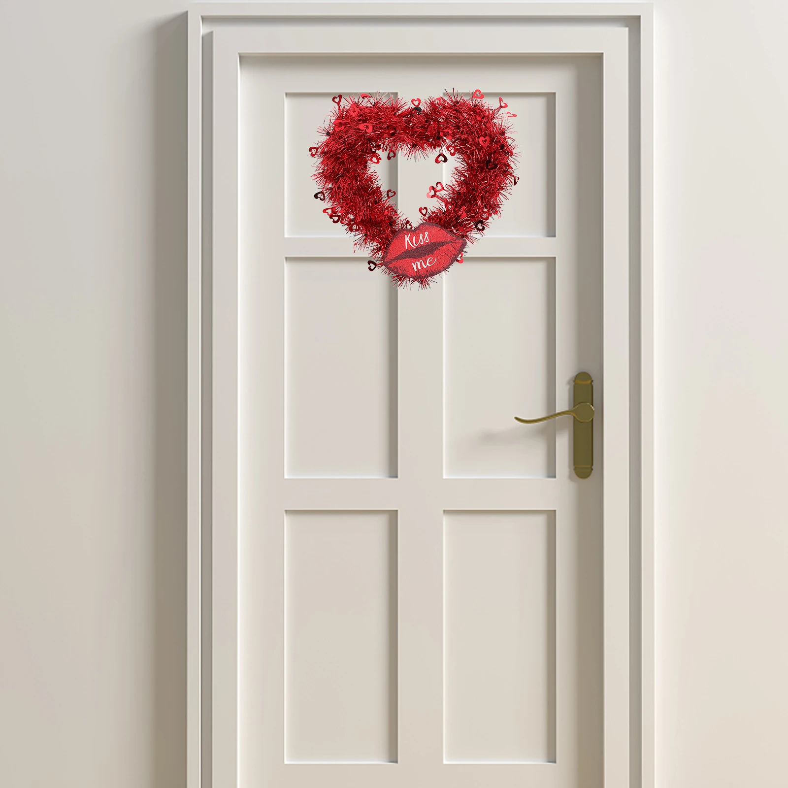 

Valentine'S Heart Wreath For Front Door Tinsel Decor Hanging Ornament Wedding Party Holiday Home Wall Decoration