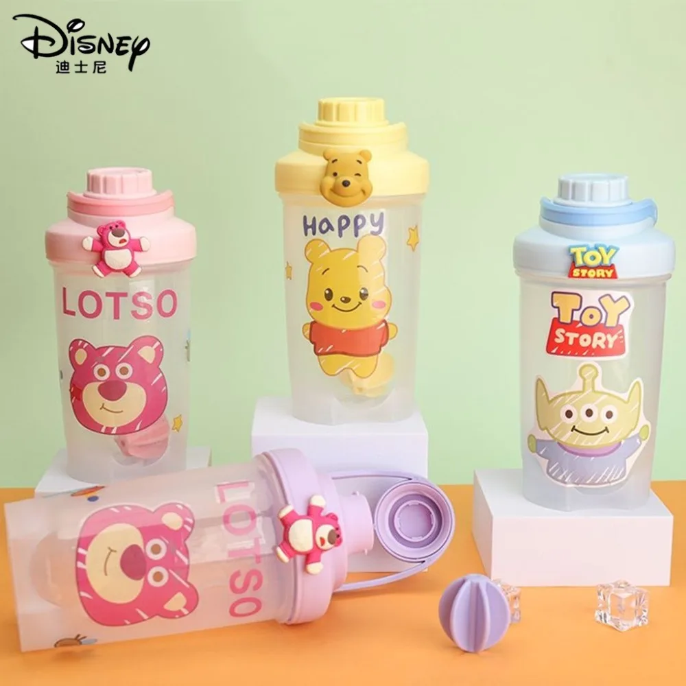 

500ml Disney Winnie The Pooh Cute Shaker Bottle Plastic Cups Action Figures Toy Strawberry Bear Sports Fitness Cup Boy Girl Gift