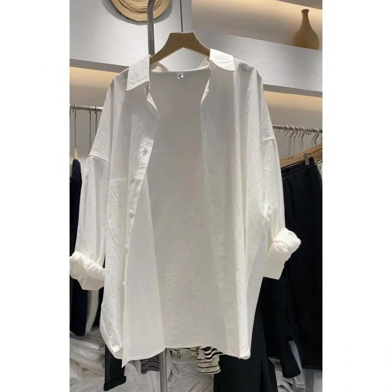 White Shirt for Women2024Spring New High-Grade French Summer Long-Sleeve Top Korean Style Loose-Fitting Blouse Coat